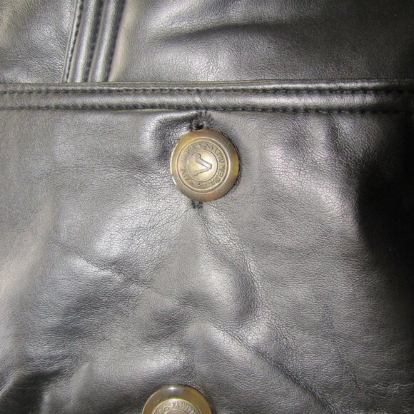 V Faux Leather Black Jacket, Black Shearling Lined, Made in Italy, NWT XL J119 - Picture 7 of 11